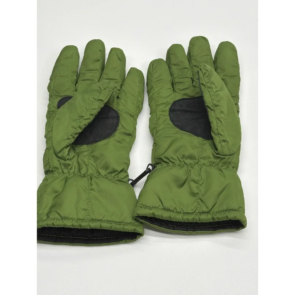 Grandoe Womens‎ XL Olive Green Quilted Puffer Gloves Leather Palm Fleece Lined